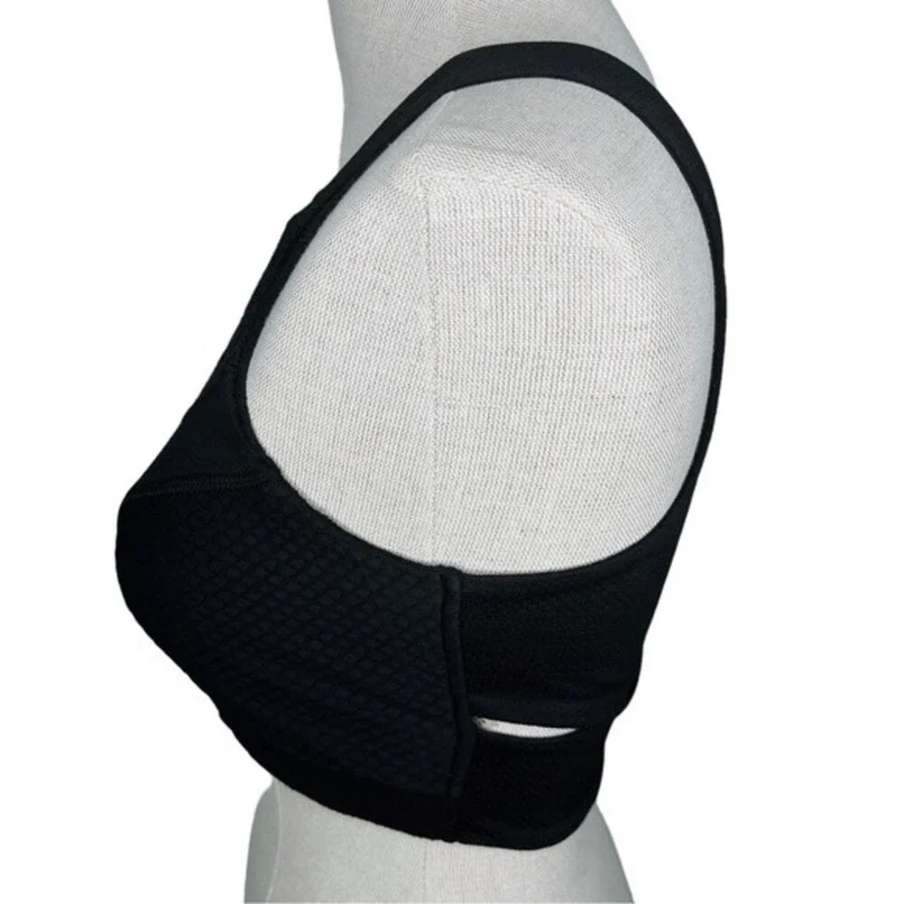 Gymshark True Texture Sports Bra sz M * Solid Black Crossback Padded Wire Free